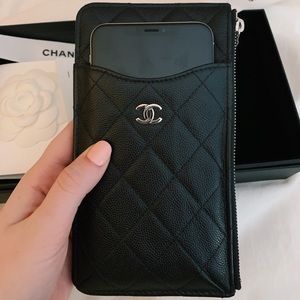 Rare Chanel Black Phone and Card Holder